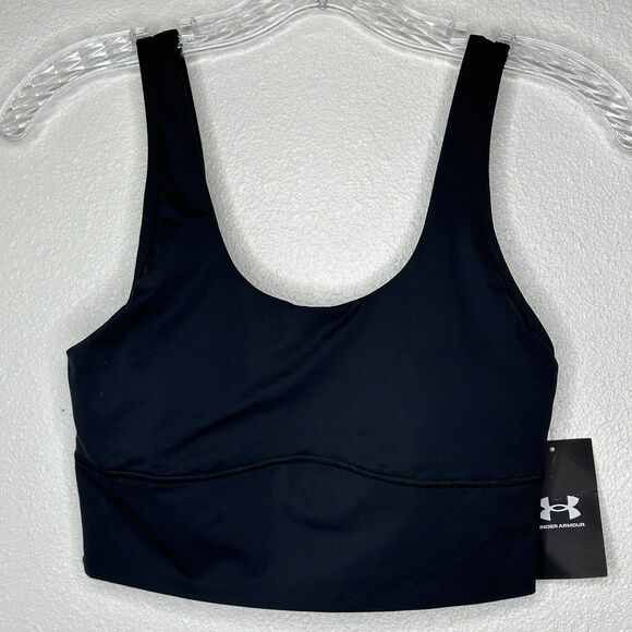 NWT Under Armour Black Meridian 4-Way Stretch Fitted Crop Tank Top Sports Bra S - Picture 4 of 15